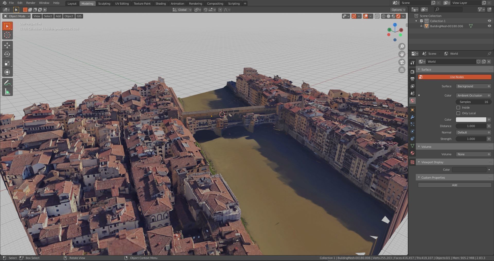 Pontevecchio Florence Italy  with texture Low-poly 3D model_4