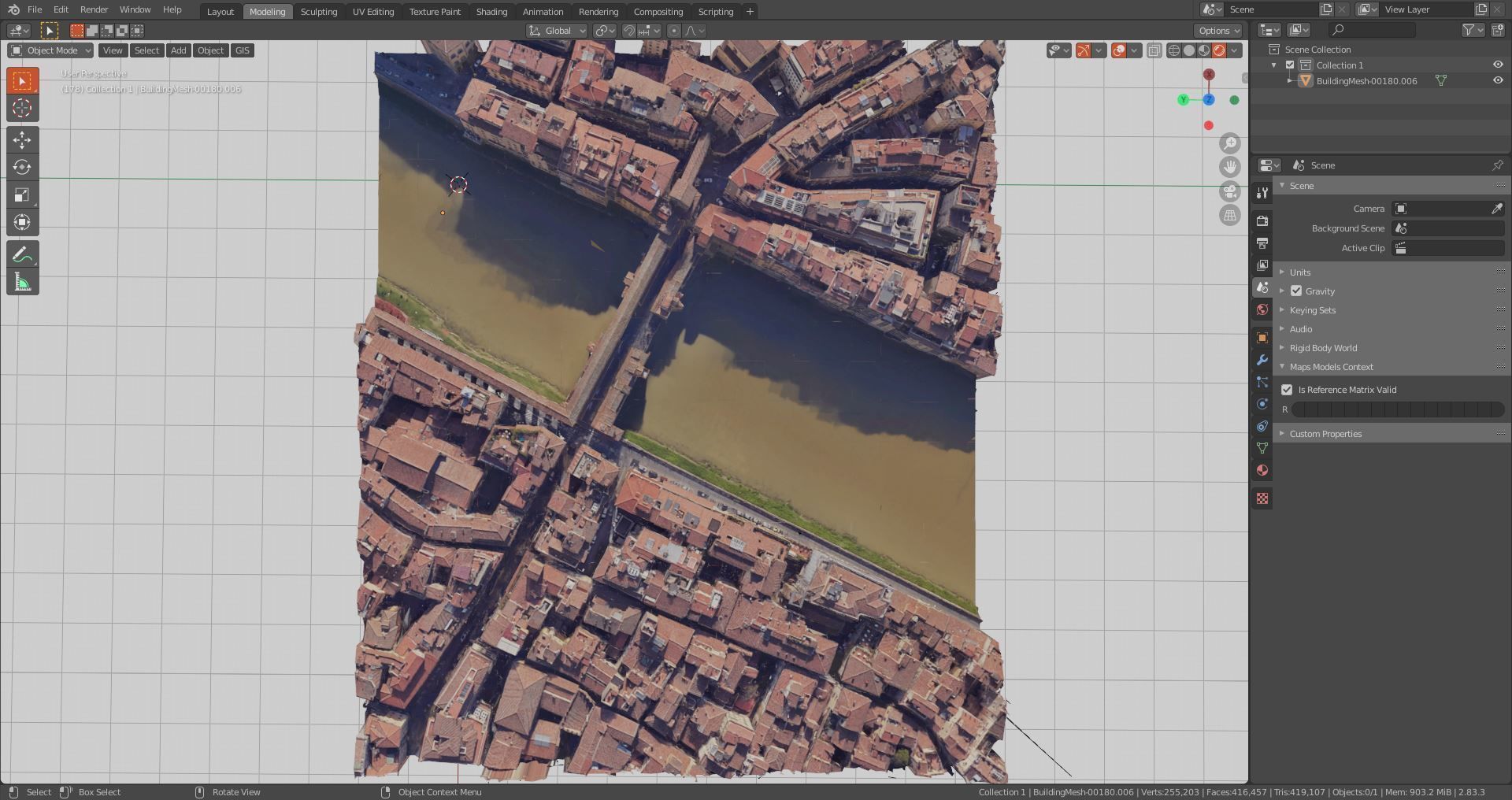 Pontevecchio Florence Italy  with texture Low-poly 3D model_8
