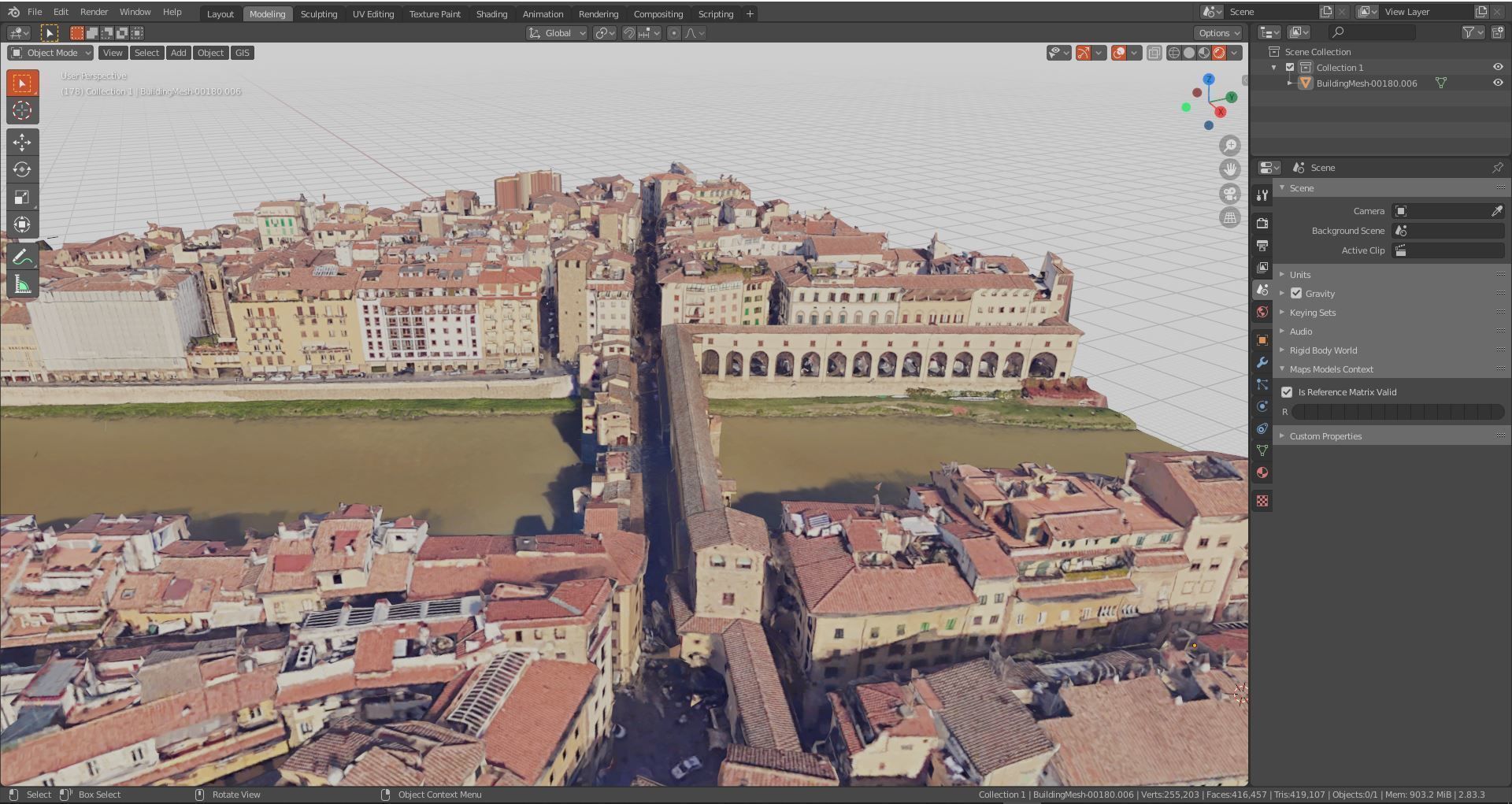 Pontevecchio Florence Italy  with texture Low-poly 3D model_3