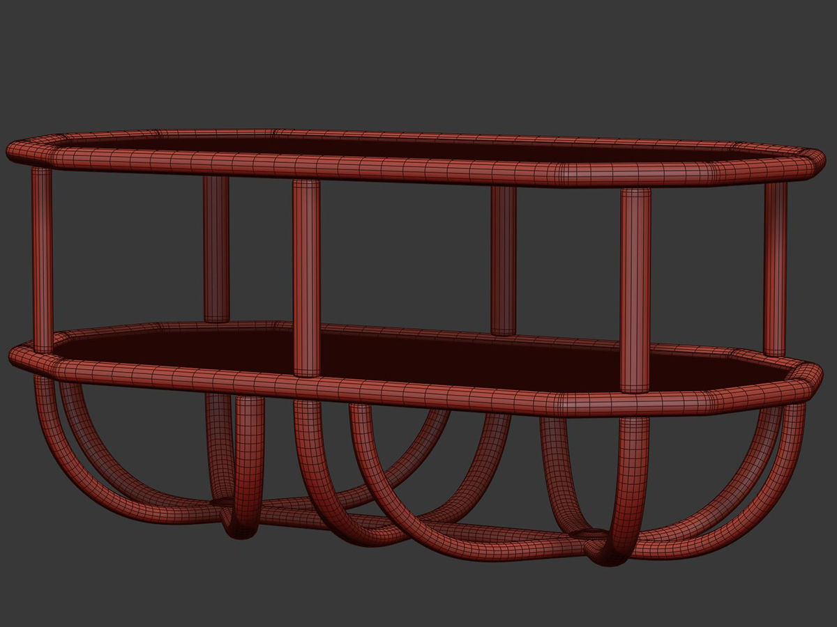 Spider double rattan coffee table 3D model_5