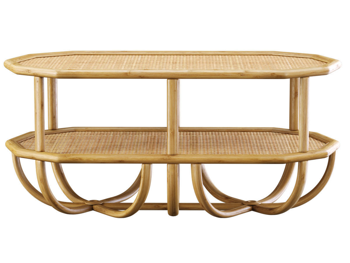 Spider double rattan coffee table 3D model_3