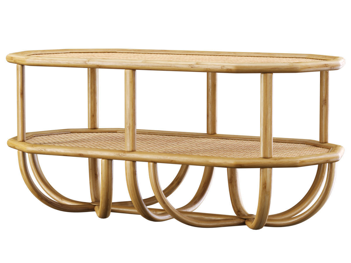 Spider double rattan coffee table 3D model_1