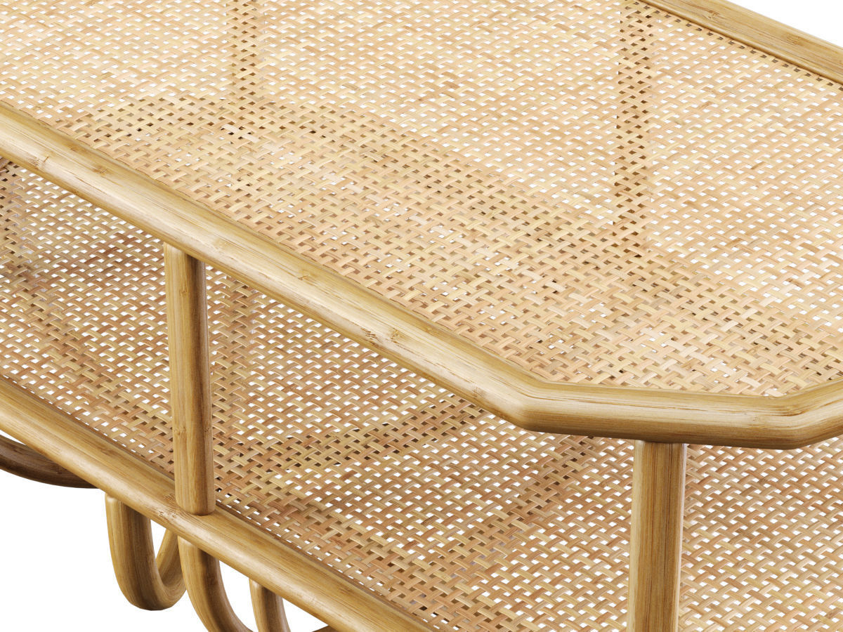 Spider double rattan coffee table 3D model_2
