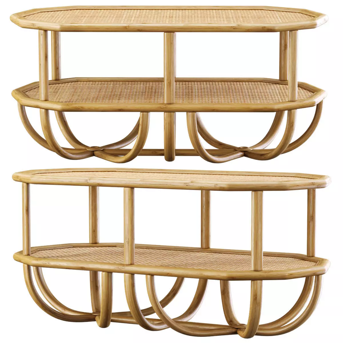 Spider double rattan coffee table 3D model_0