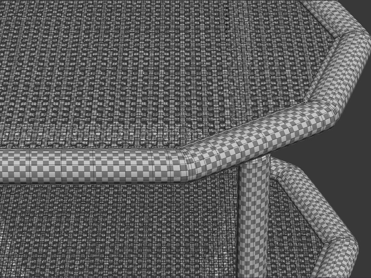 Spider double rattan coffee table 3D model_4