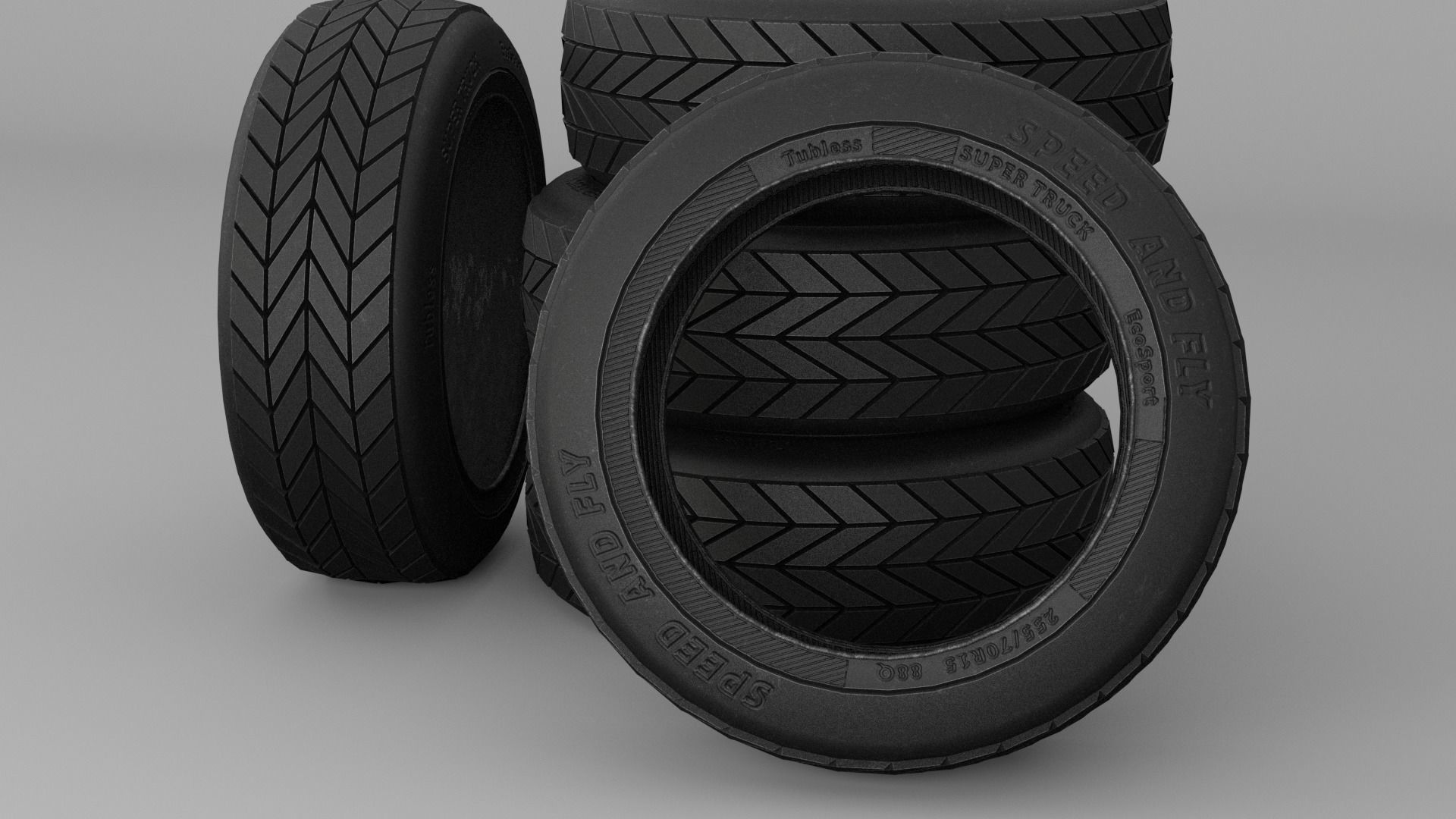 Tires Asset Low-poly 3D model_2