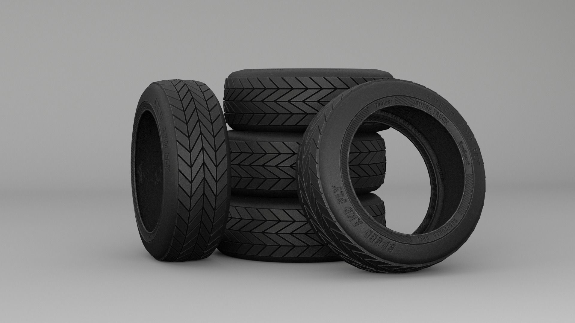 Tires Asset Low-poly 3D model_1