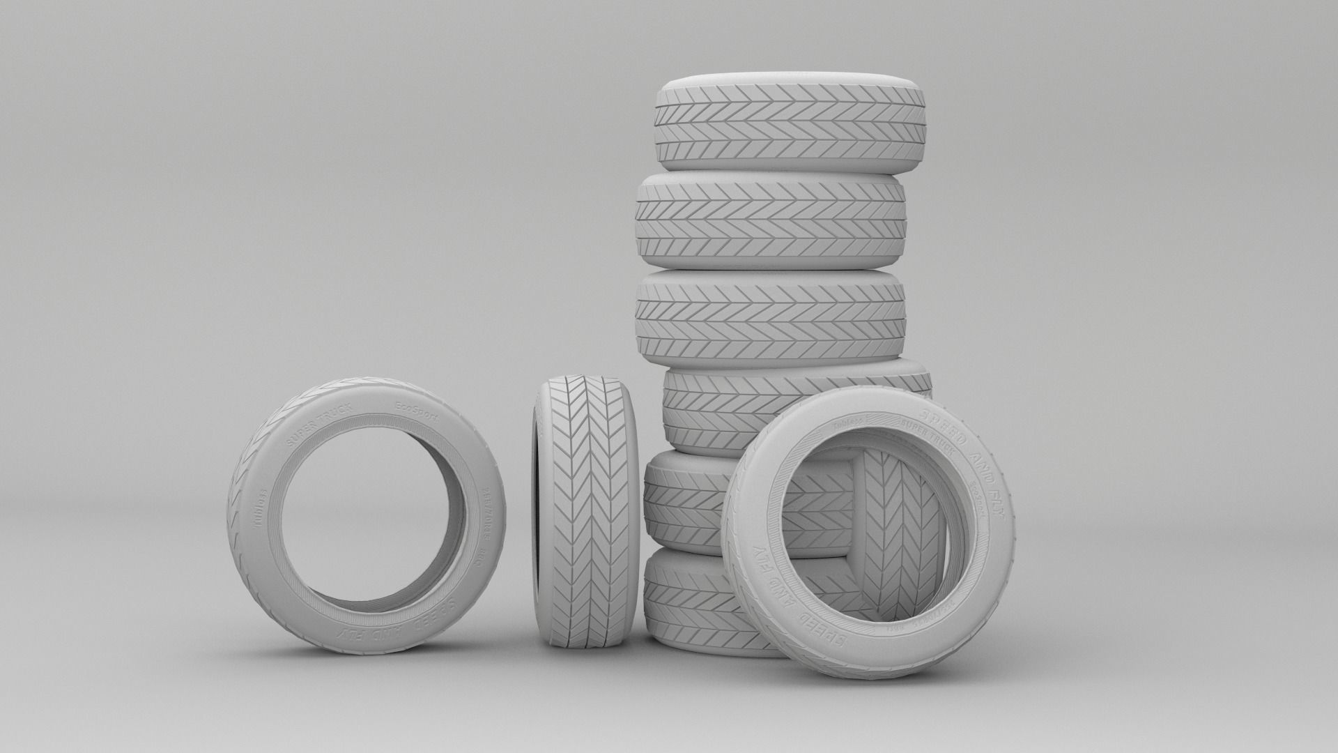 Tires Asset Low-poly 3D model_6