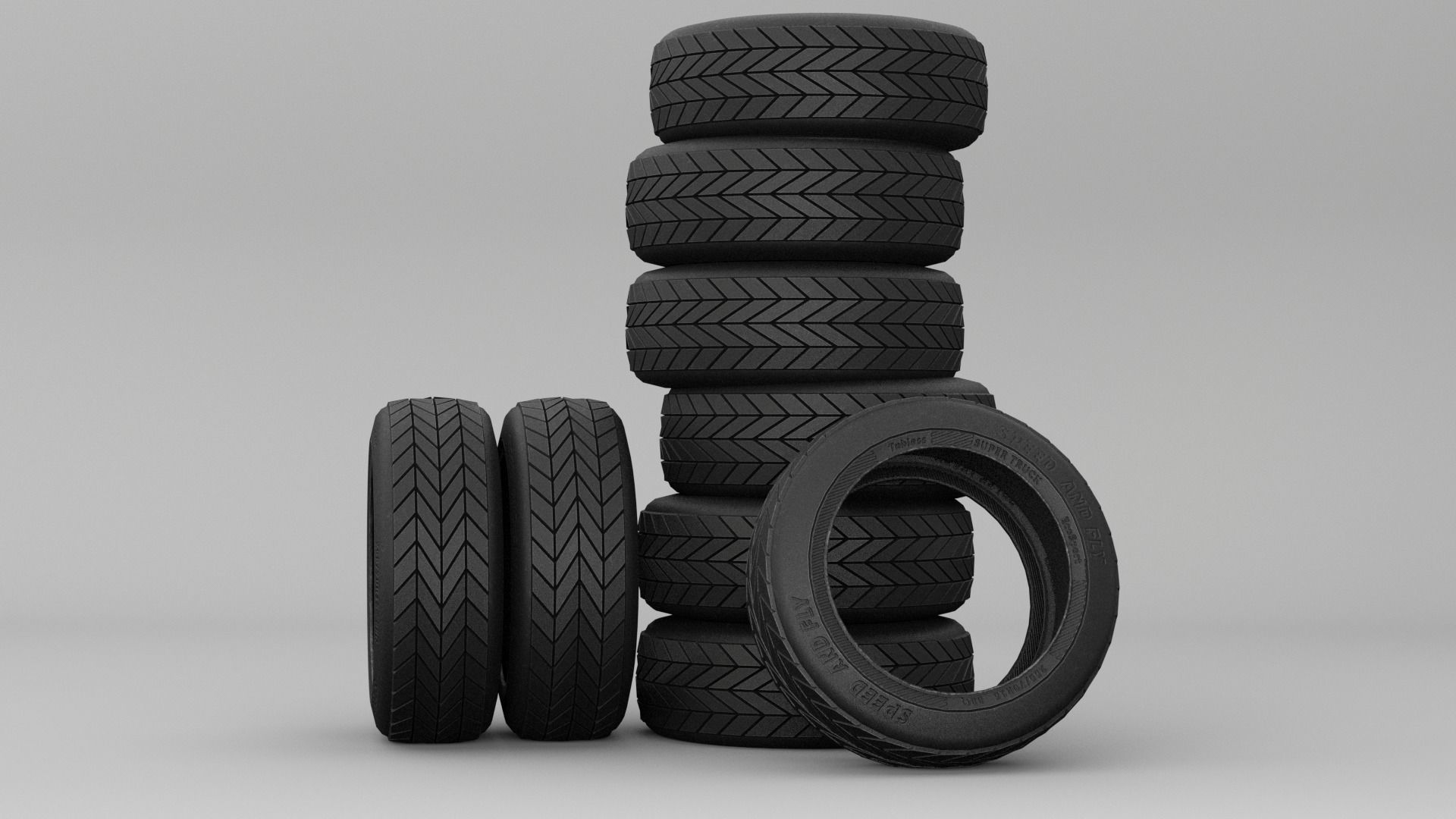 Tires Asset Low-poly 3D model_4