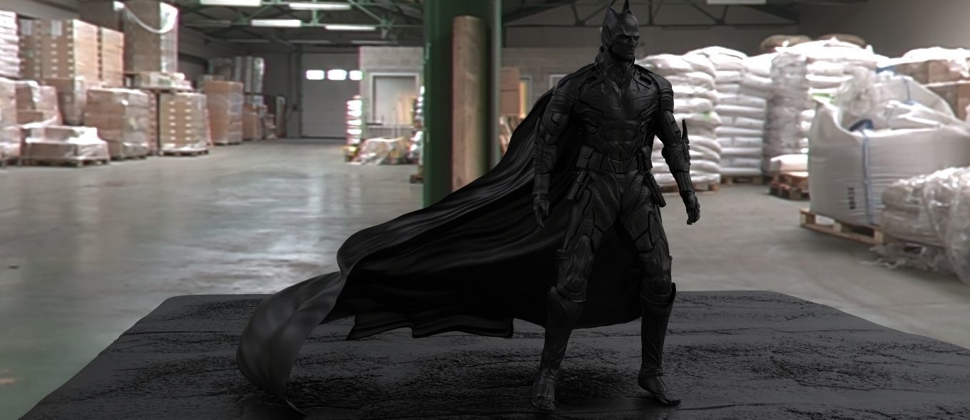 Batman 3D model statue of in warehouse 3D model_1
