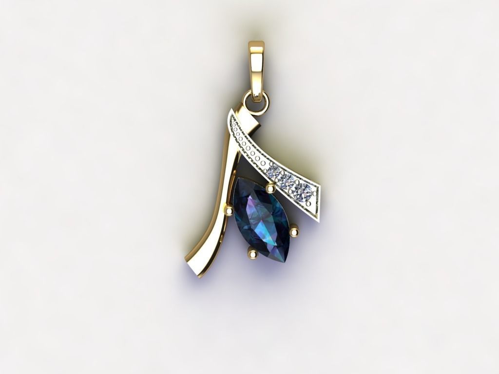 Pendant with diamonds und2260 3D print model_4