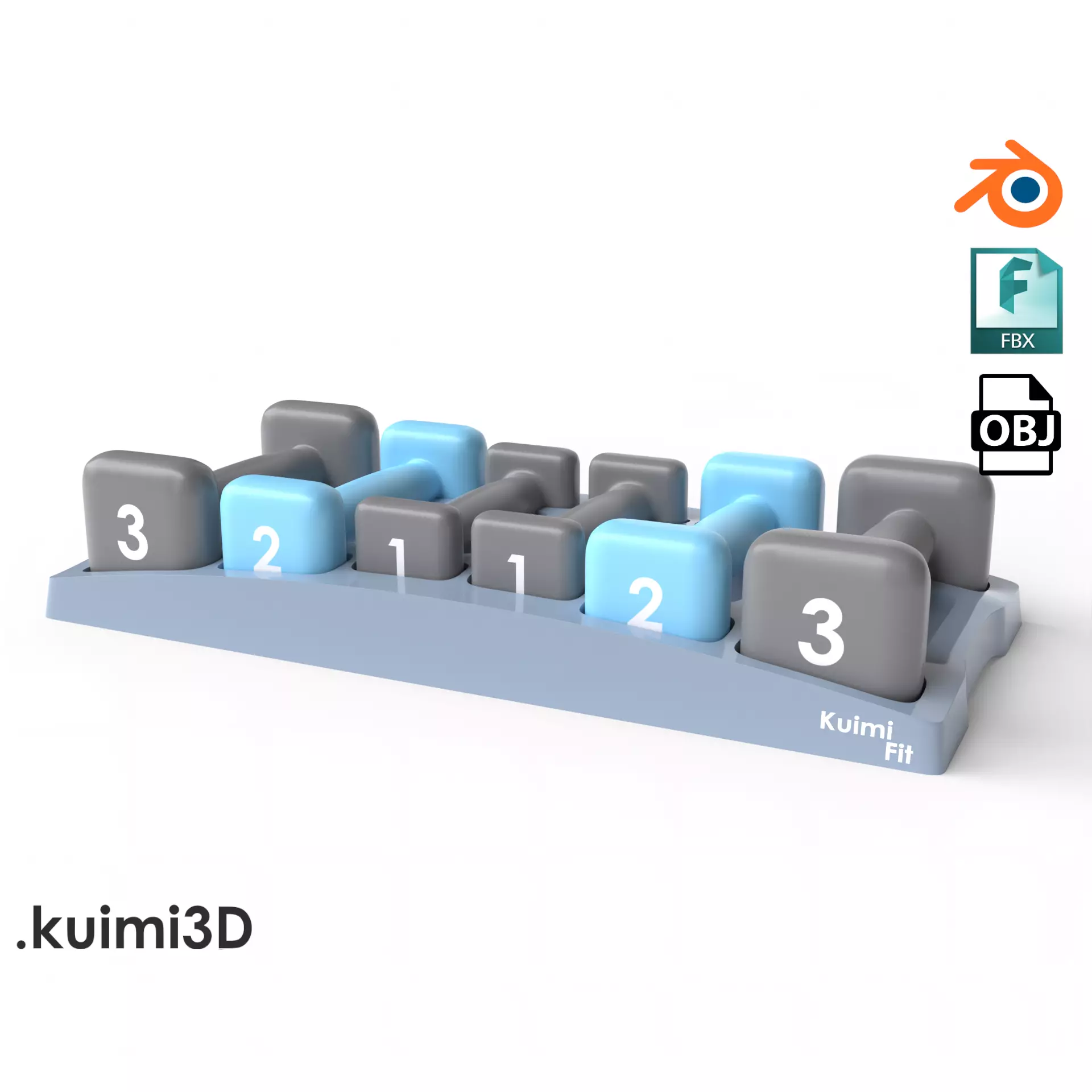 Gym Dumbbell Set 003 3D model_0