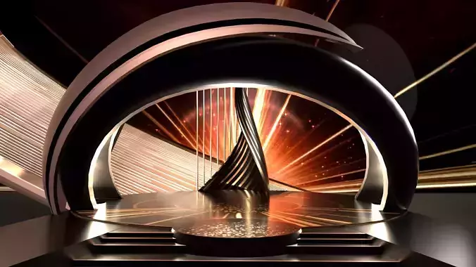 Oscar set futuristic stage with circular shape 3D model