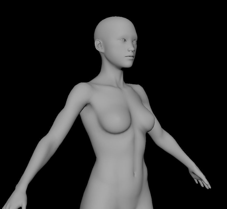 Base Mesh Asian Female 3D model 3D model_2