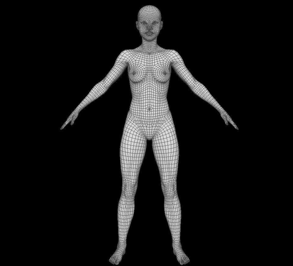 Base Mesh Asian Female 3D model 3D model_1