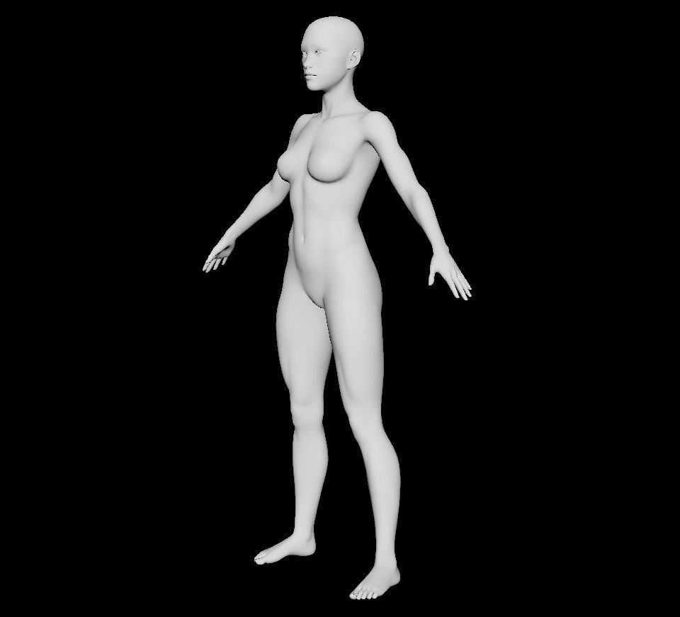 Base Mesh Asian Female 3D model 3D model_3