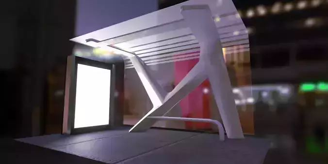 Bus Point White NSteel Low-poly 3D model