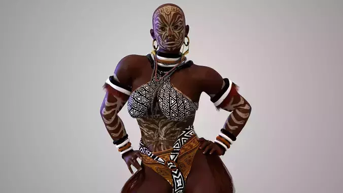 Native African Warrior Female  3D model