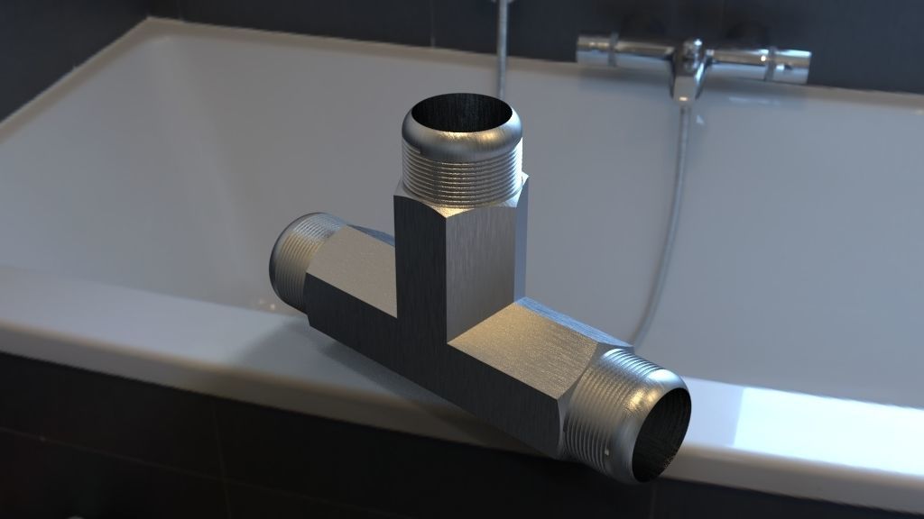 Tee fitting Free 3D model_2