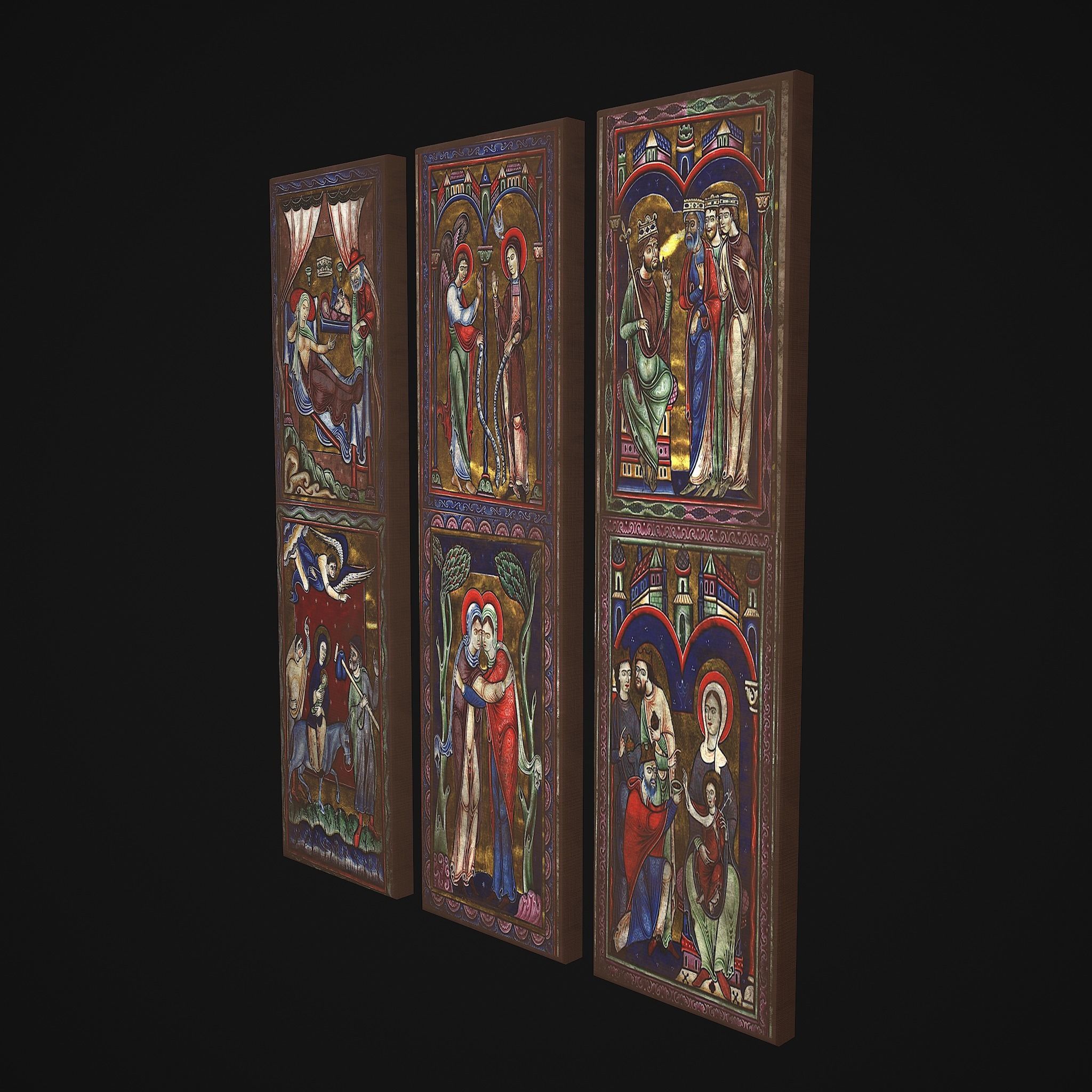 Medieval Long Paintings Five Pack 3D Model Collection_7