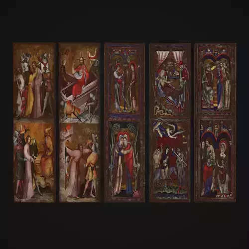 Medieval Long Paintings Five Pack 3D Model Collection