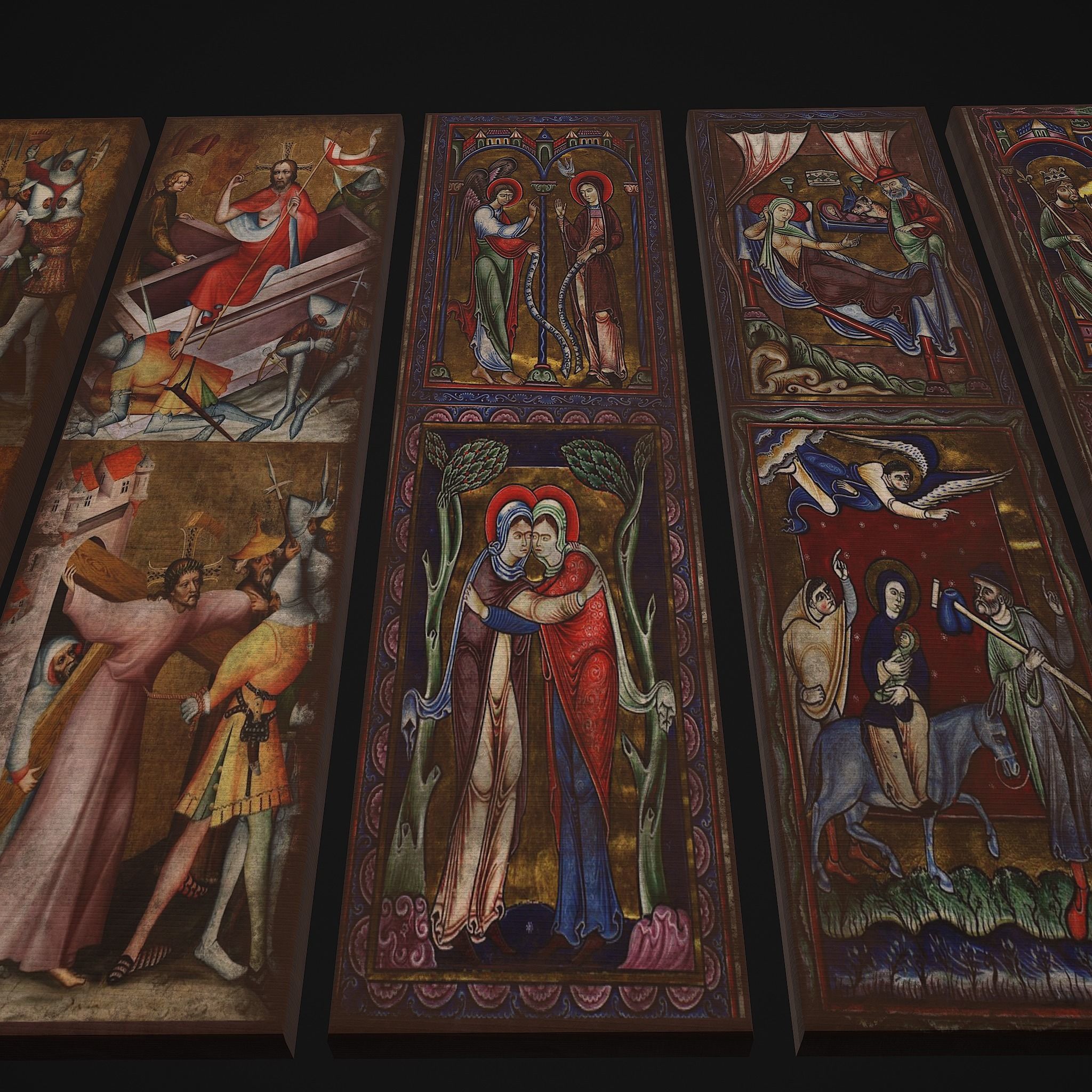 Medieval Long Paintings Five Pack 3D Model Collection_3