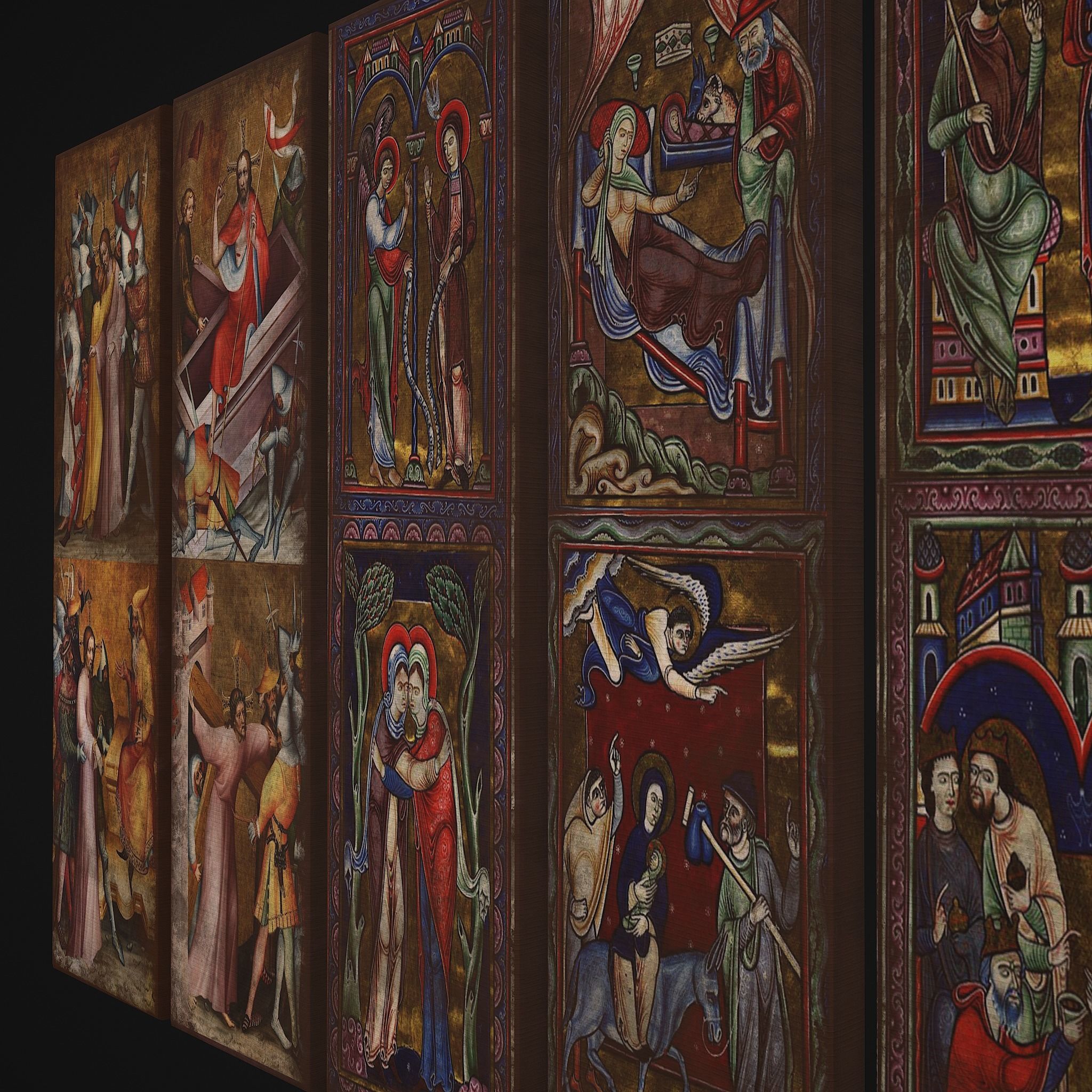 Medieval Long Paintings Five Pack 3D Model Collection_4