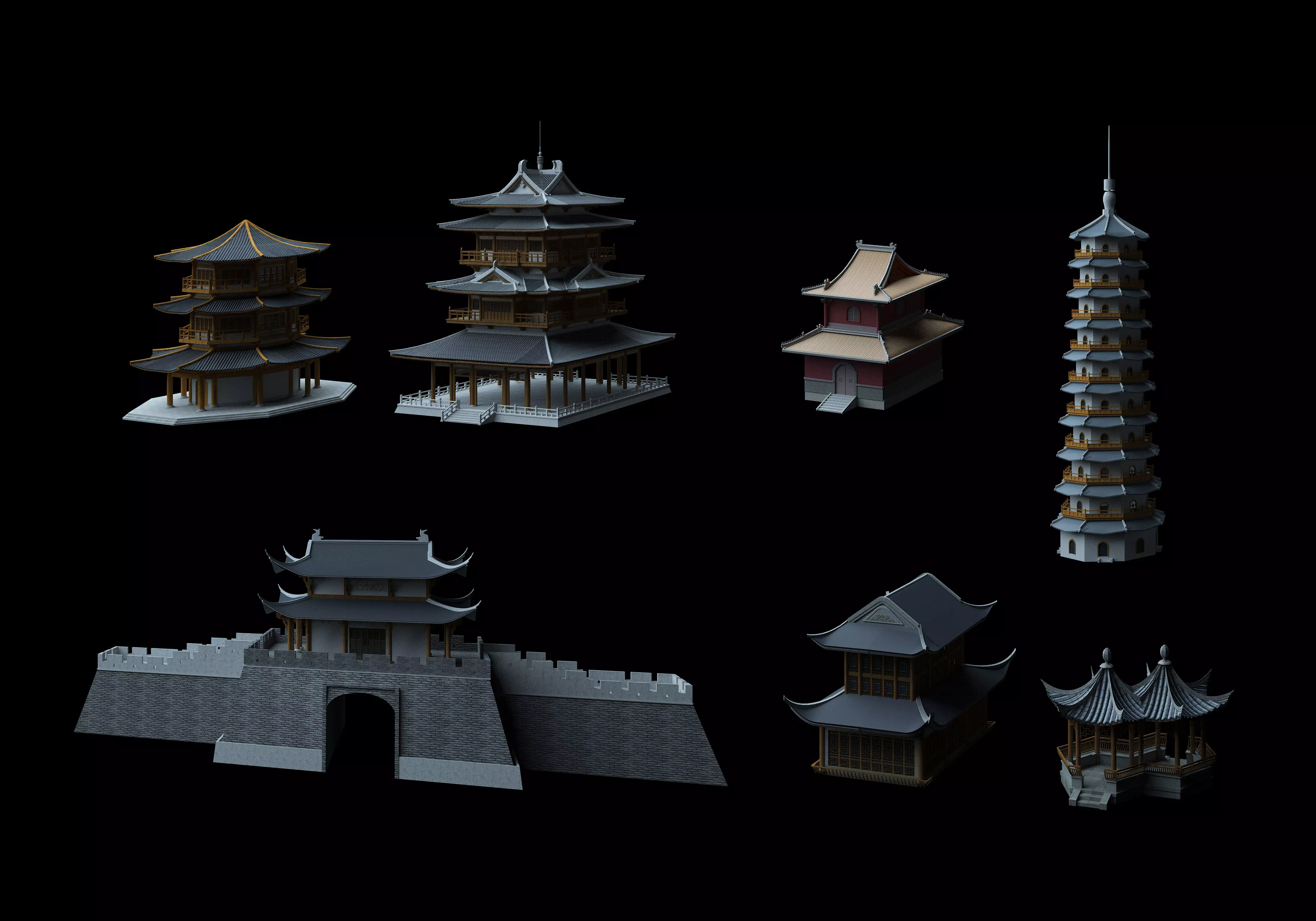 Ancient Chinese Architecture 01 3D model_0