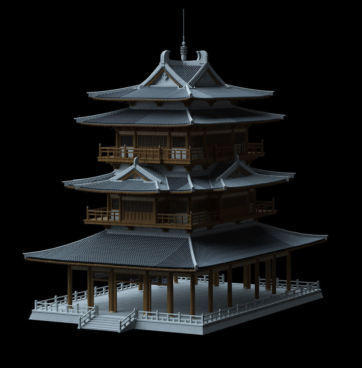 Ancient Chinese Architecture 01 3D model_2