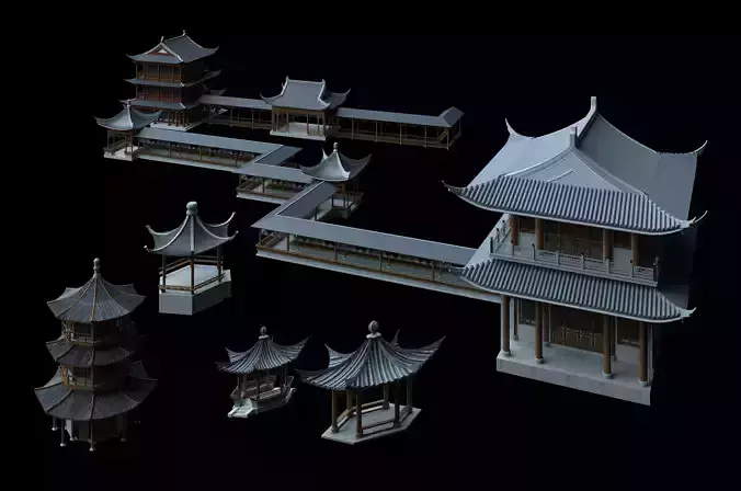 Ancient Japanese architecture02  3D model