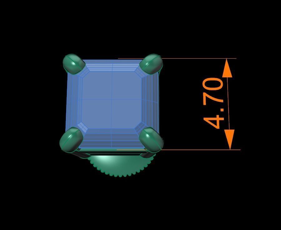 SQUARE EMERALD CUT 4 PRONG SOLITAIRE EARRING Mix Size 3D print model_18