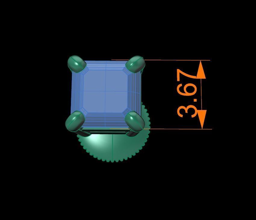 SQUARE EMERALD CUT 4 PRONG SOLITAIRE EARRING Mix Size 3D print model_10