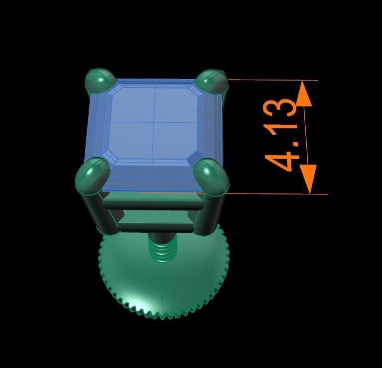 SQUARE EMERALD CUT 4 PRONG SOLITAIRE EARRING Mix Size 3D print model_14