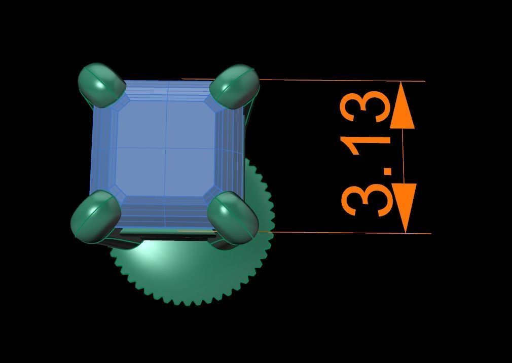 SQUARE EMERALD CUT 4 PRONG SOLITAIRE EARRING Mix Size 3D print model_6