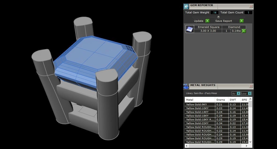 SQUARE EMERALD CUT 4 PRONG SOLITAIRE EARRING Mix Size 3D print model_8