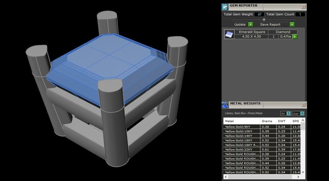 SQUARE EMERALD CUT 4 PRONG SOLITAIRE EARRING Mix Size 3D print model_20
