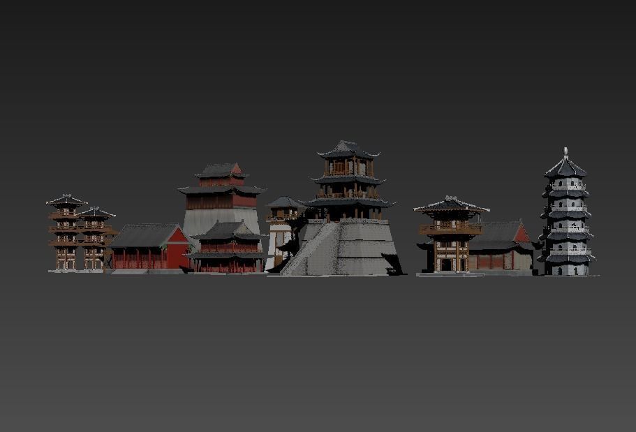 Ancient Chinese Architecture 03 Low-poly 3D model_12