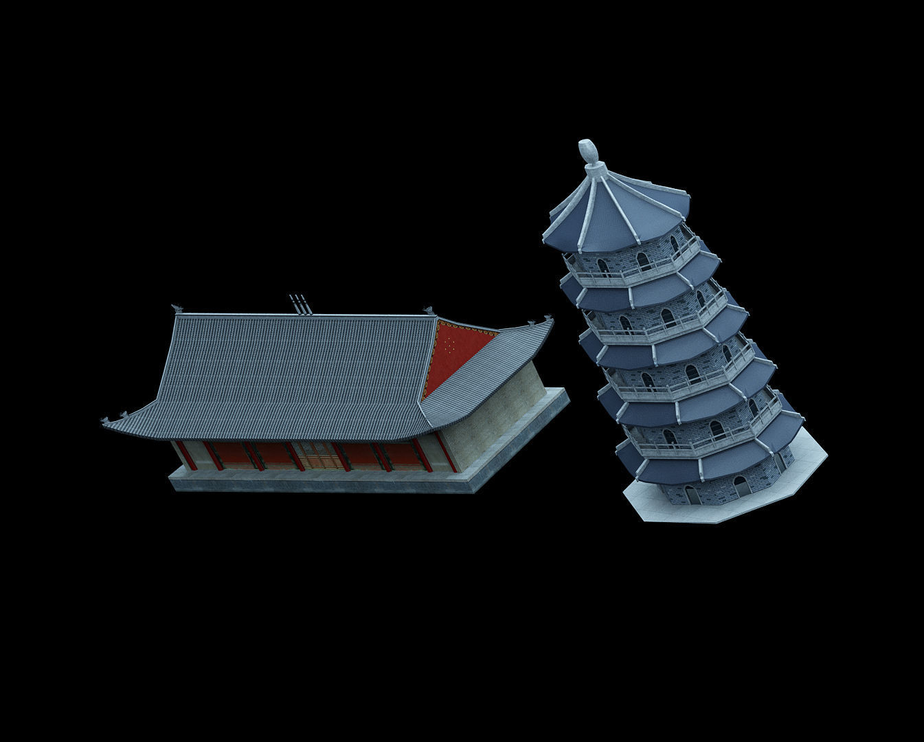Ancient Chinese Architecture 03 Low-poly 3D model_7