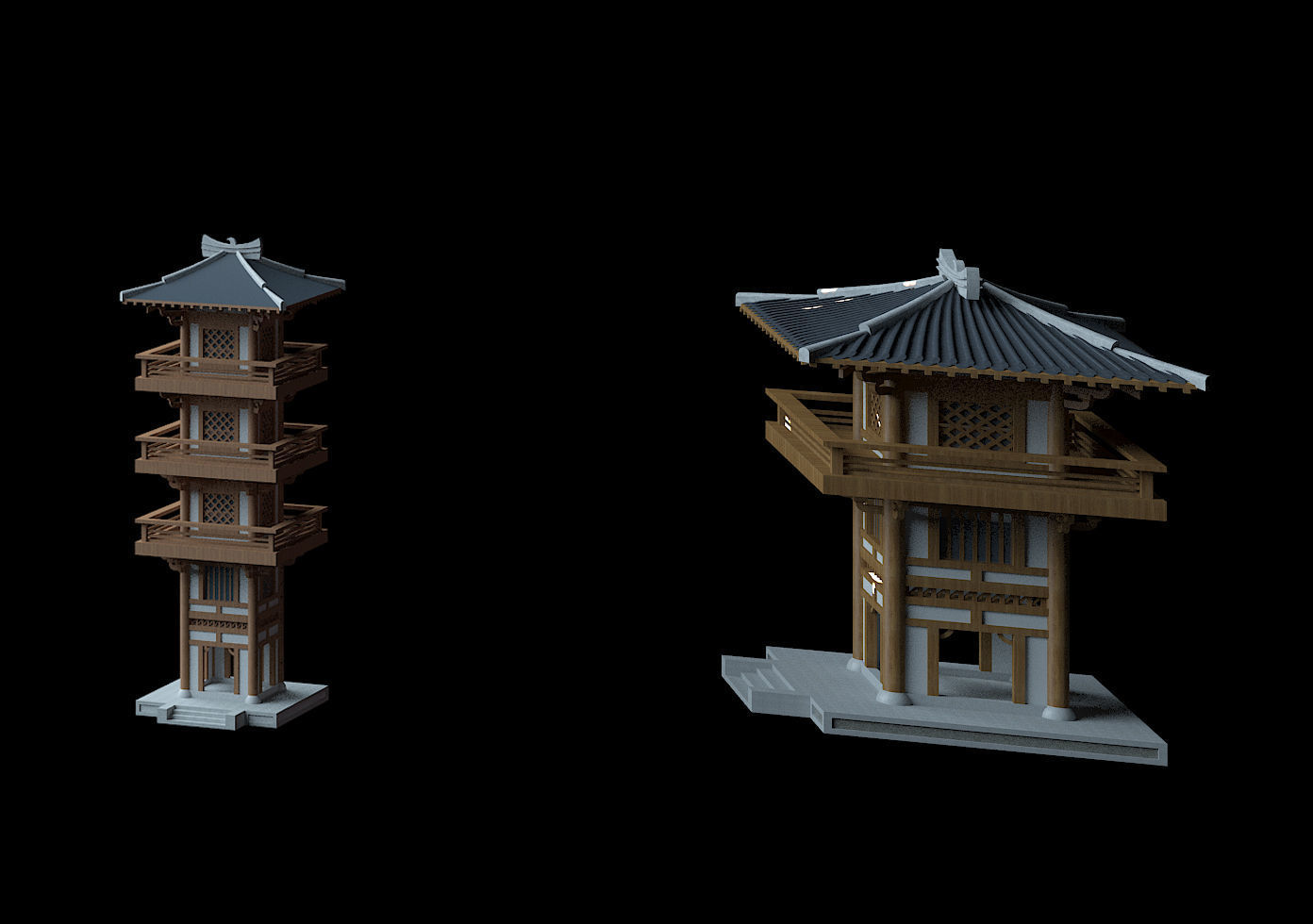 Ancient Chinese Architecture 03 Low-poly 3D model_8