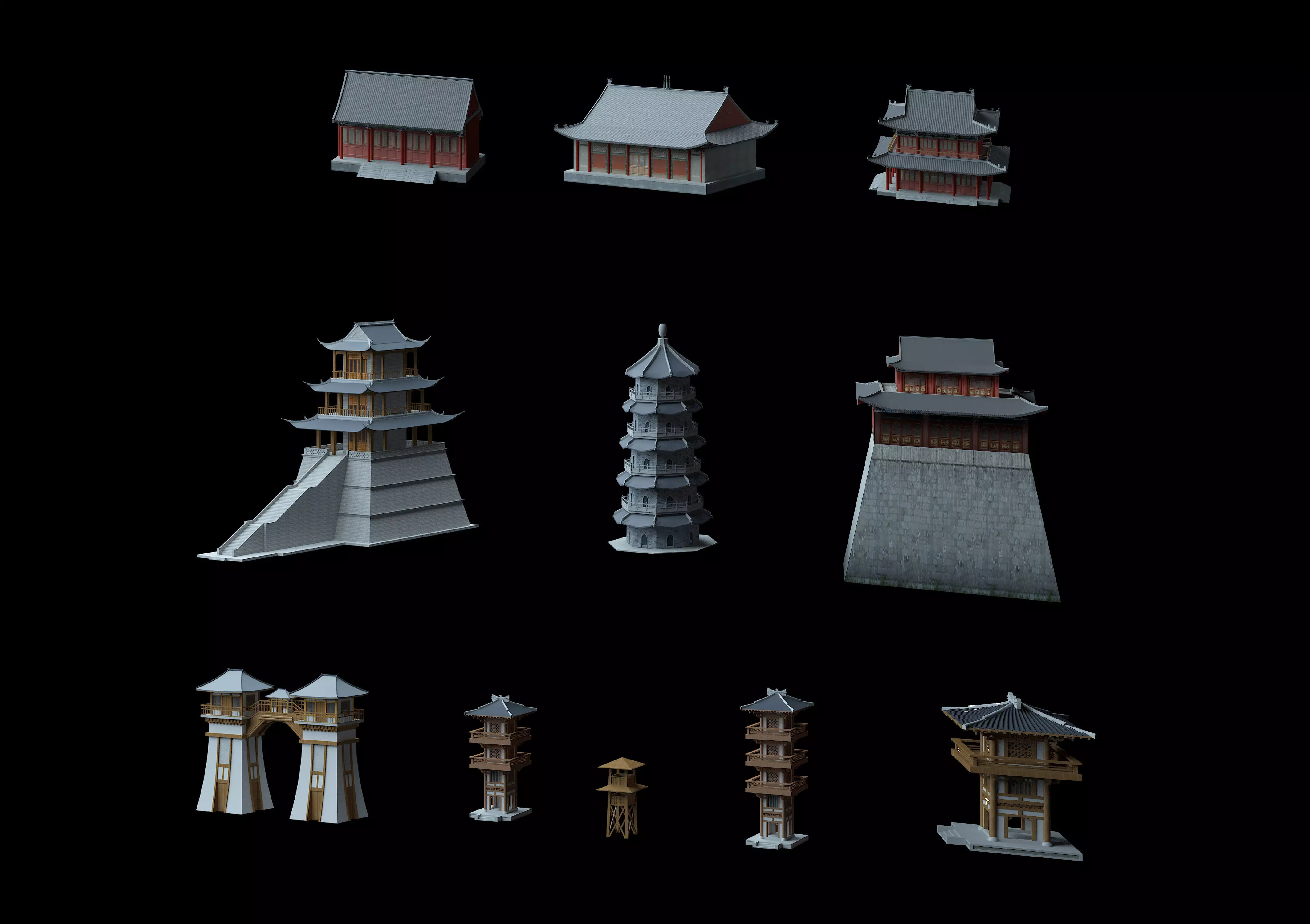 Ancient Chinese Architecture 03 Low-poly 3D model_0