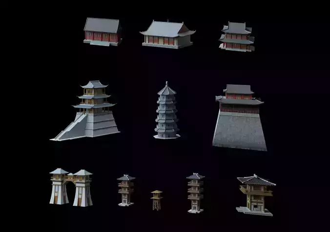 Ancient Chinese Architecture 03  Low-poly 3D model
