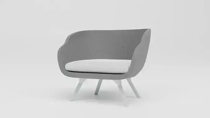 Modern Armchair Grey Fabric