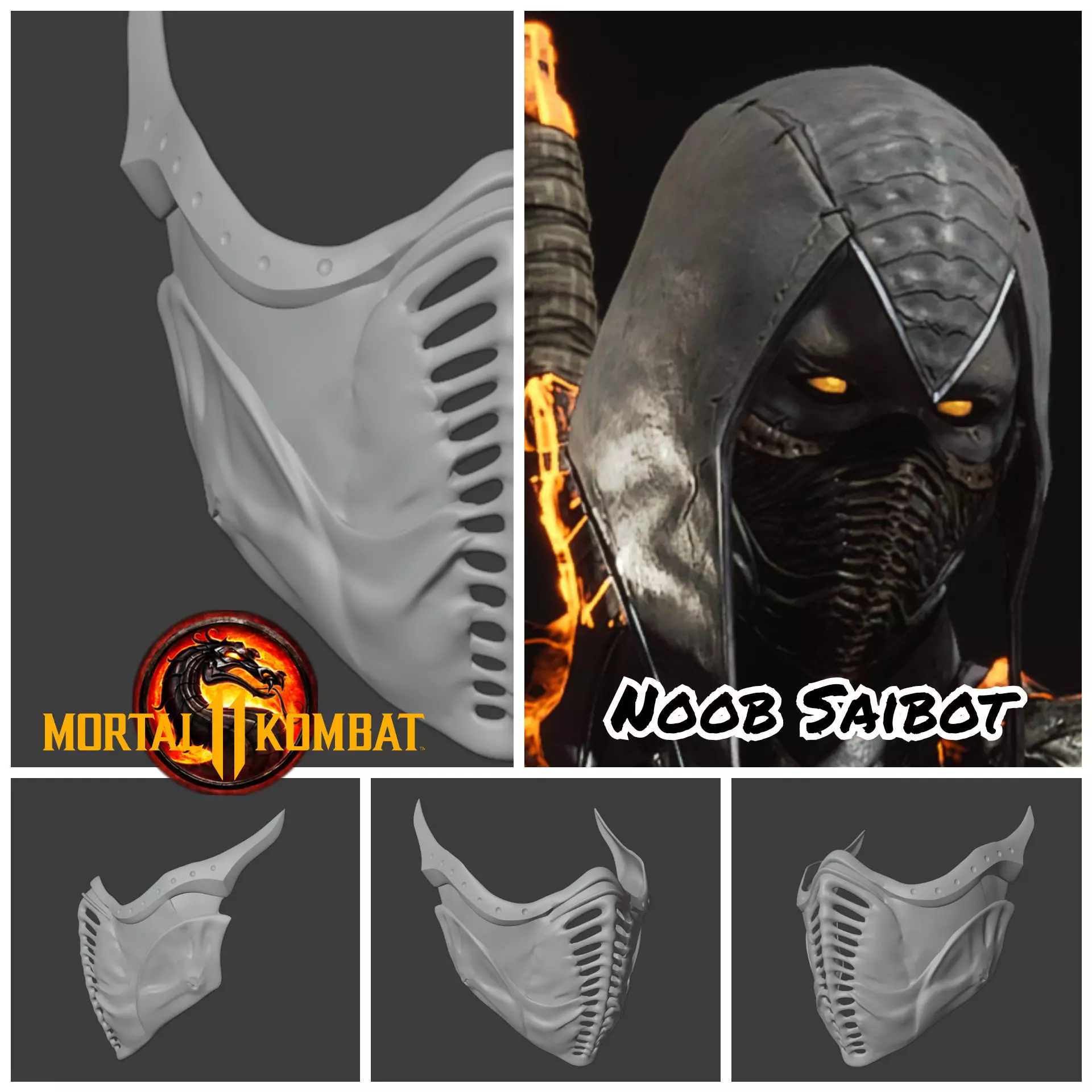 Noob Saibot mask from Mortal Kombat 11 - Darkness 3D print model_0