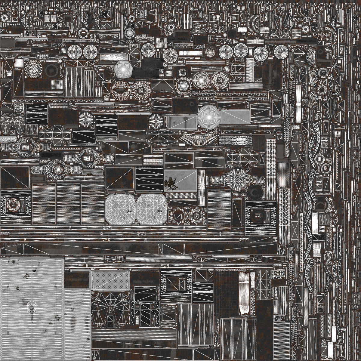 Semi-Trailer Truck Frame Rusty Low-poly 3D model_9