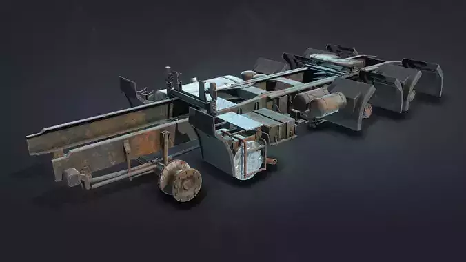 Semi-Trailer Truck Frame Rusty Low-poly 3D model