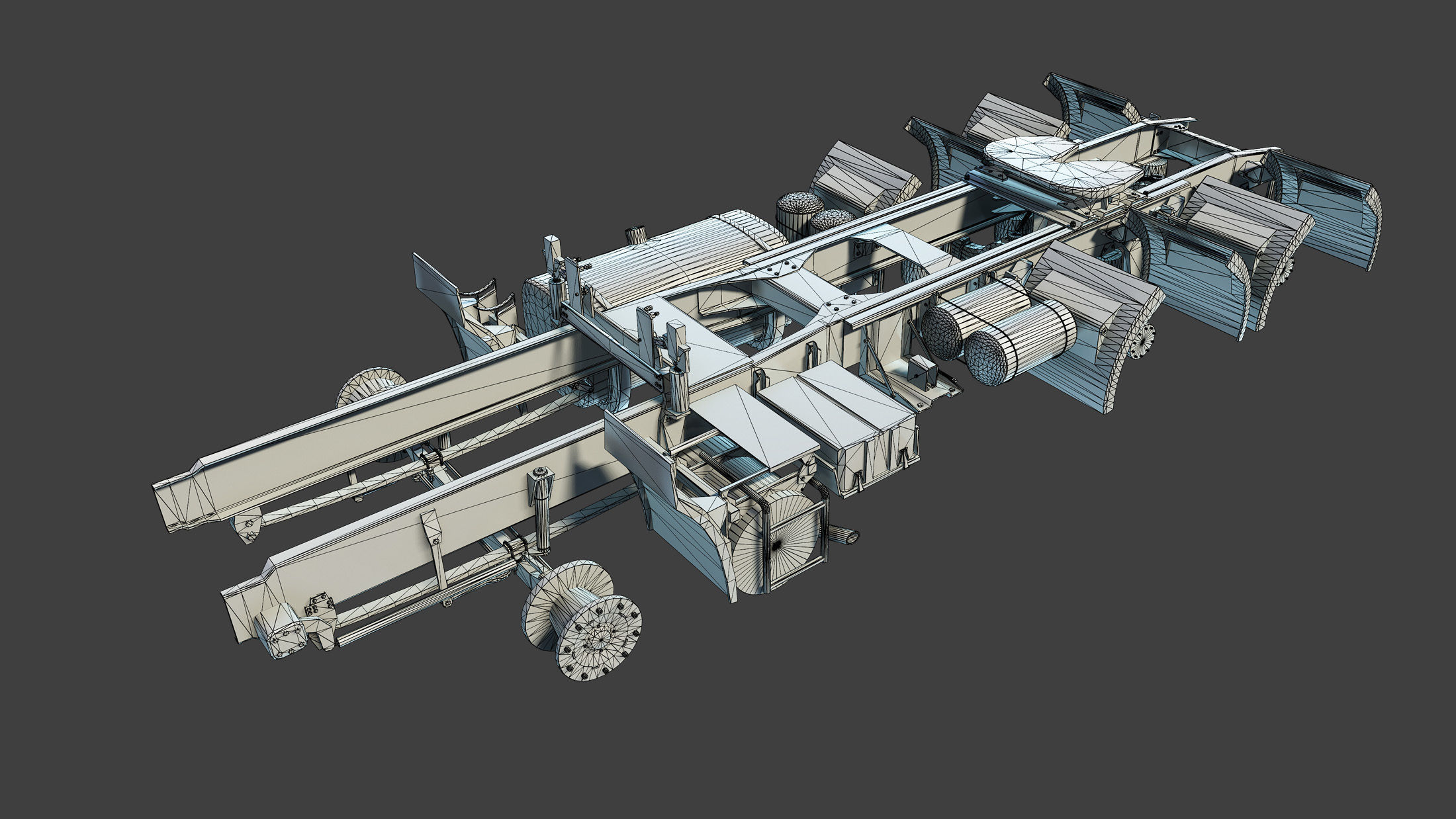 Semi-Trailer Truck Frame Rusty Low-poly 3D model_6