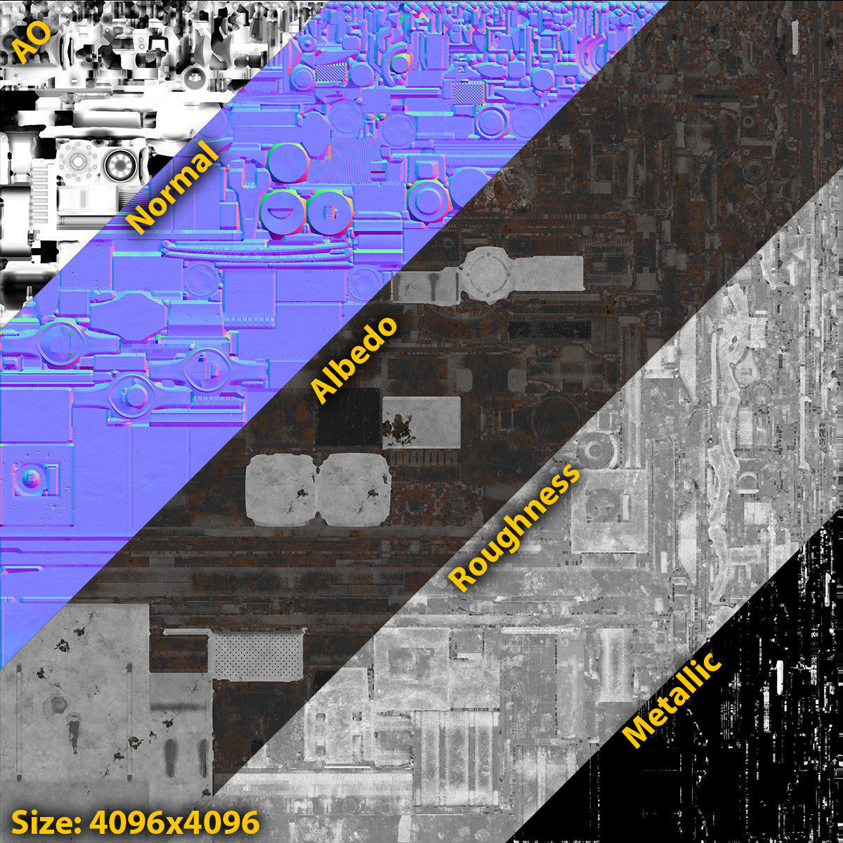 Semi-Trailer Truck Frame Rusty Low-poly 3D model_8