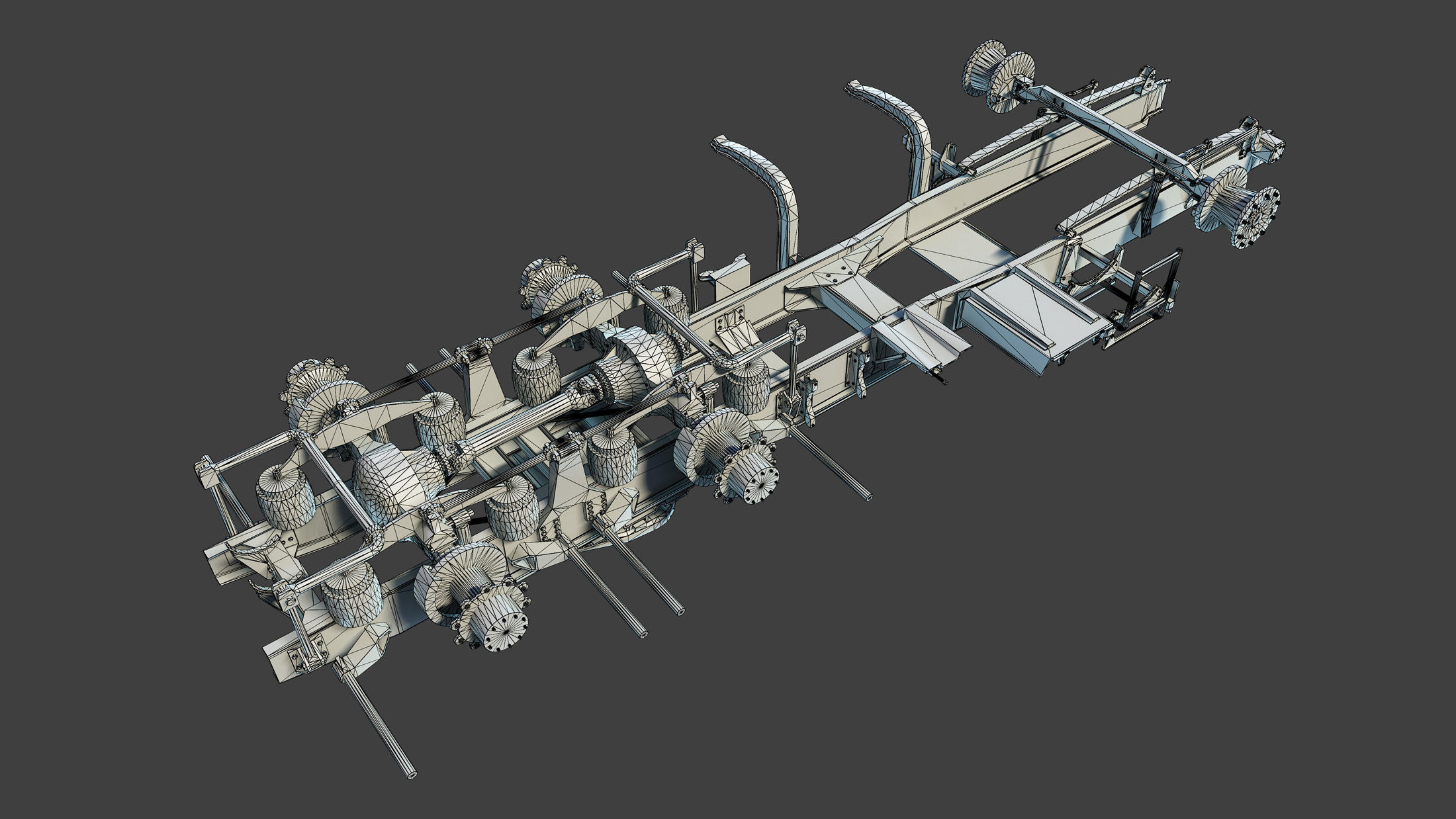 Semi-Trailer Truck Frame Rusty Low-poly 3D model_7