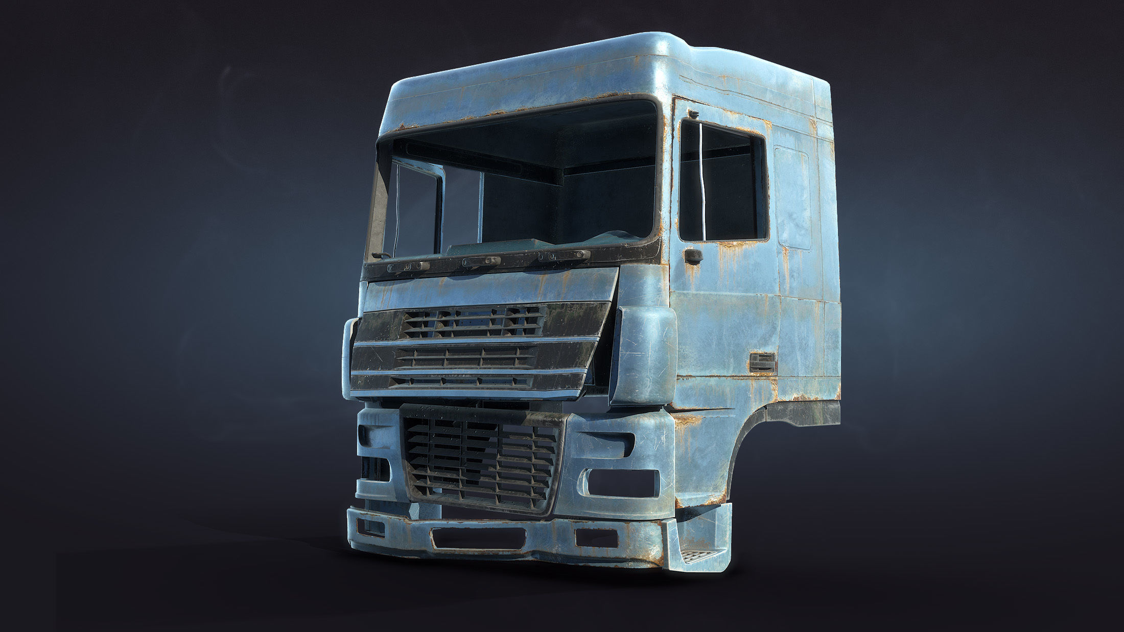 Truck Cab Rusty Low-poly 3D model_1