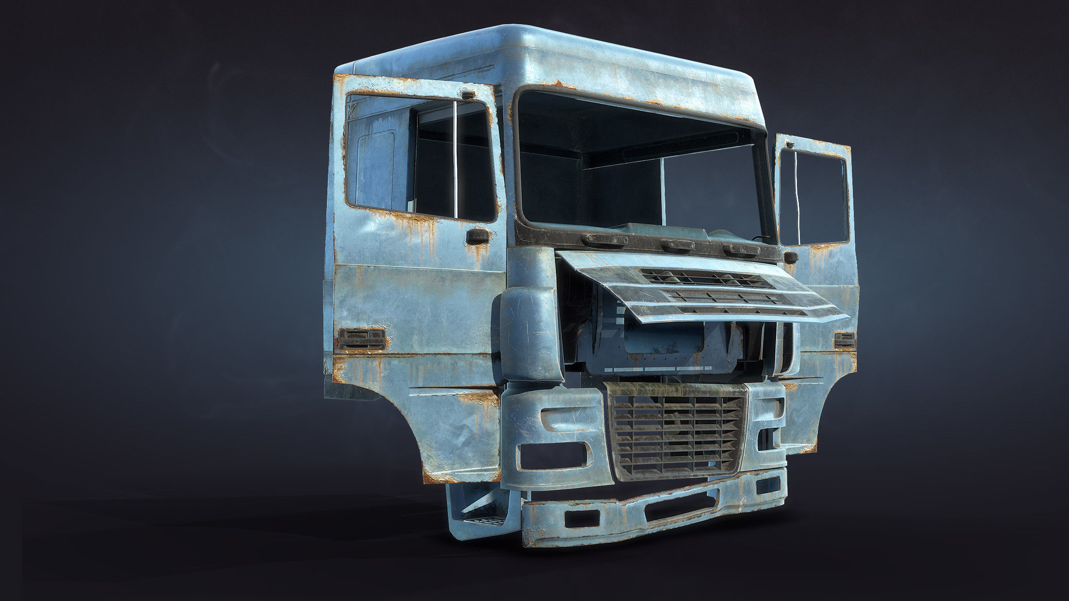 Truck Cab Rusty Low-poly 3D model_9